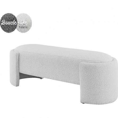 Felicia Bench in Boucle Beige Fabric